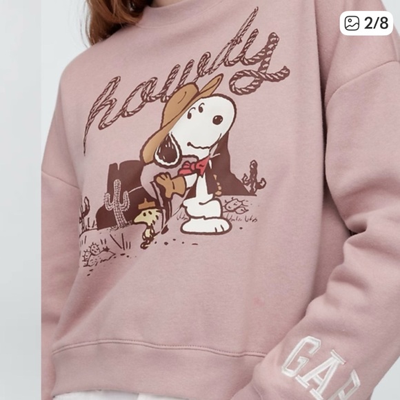 Gap Peanuts Western Look Howdy Oversized Graphic Sweatshirt Size XL - Picture 2 of 7